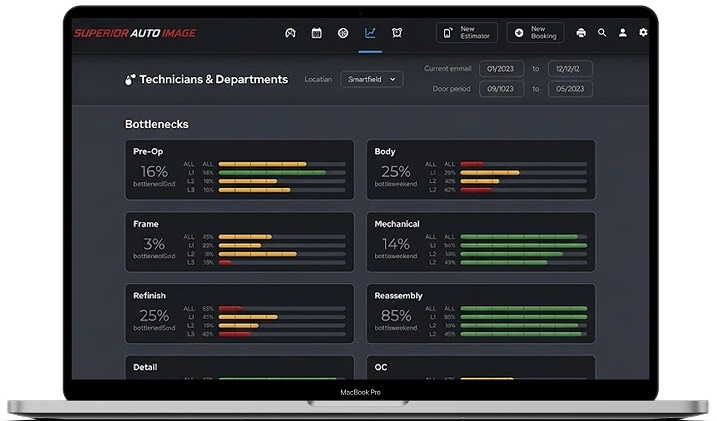 The Vaultoniq technicians and departments board on a laptop