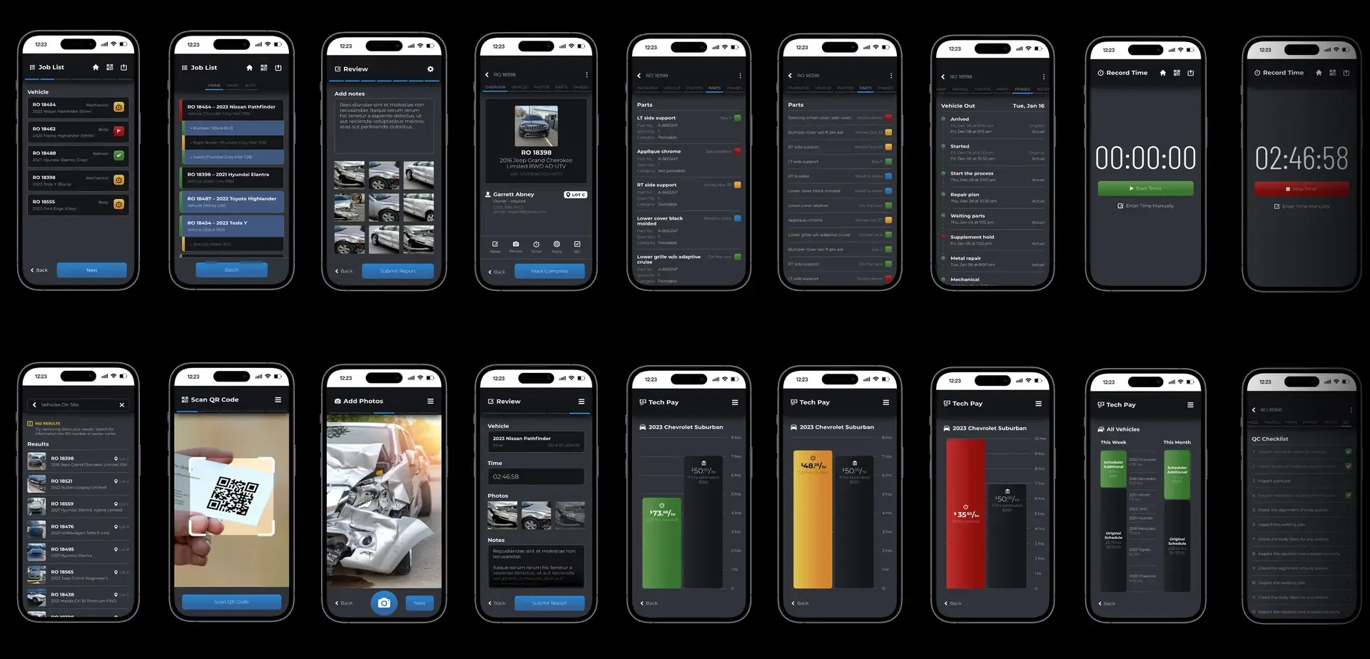 Vaultoniq technician app screens