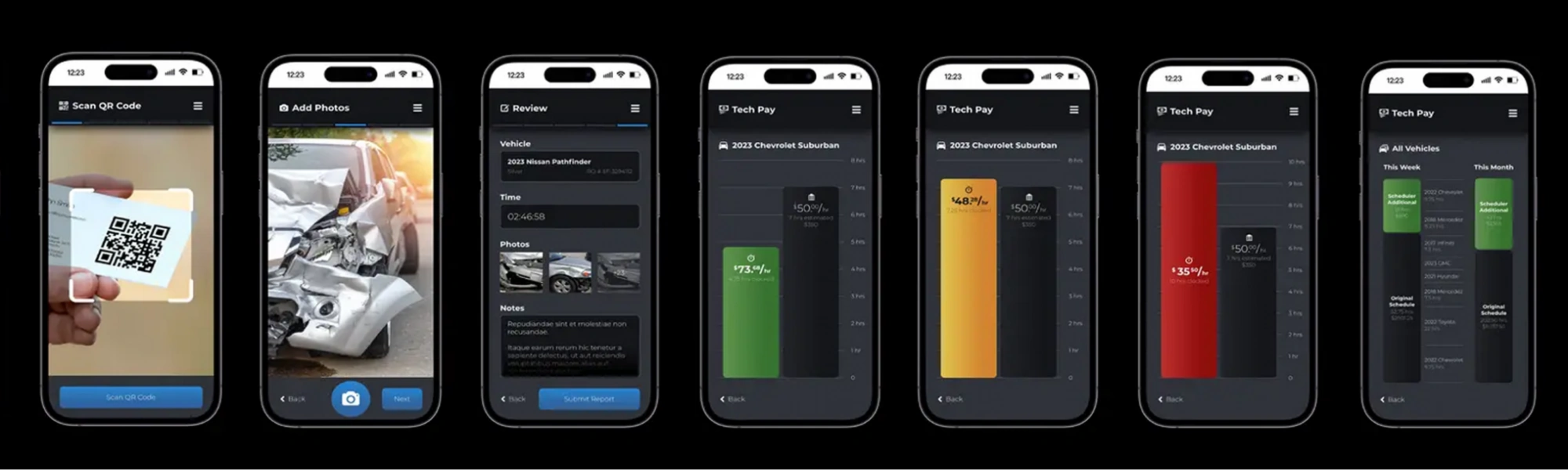 Vaultoniq technician app screens