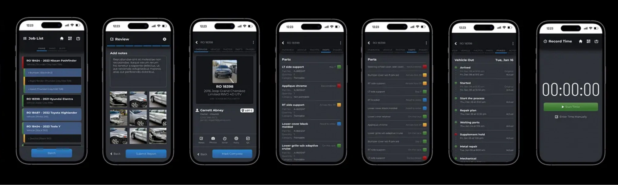 Vaultoniq technician app screens